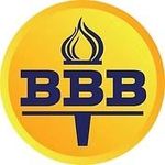 BBB logo, yellow circle, blue 