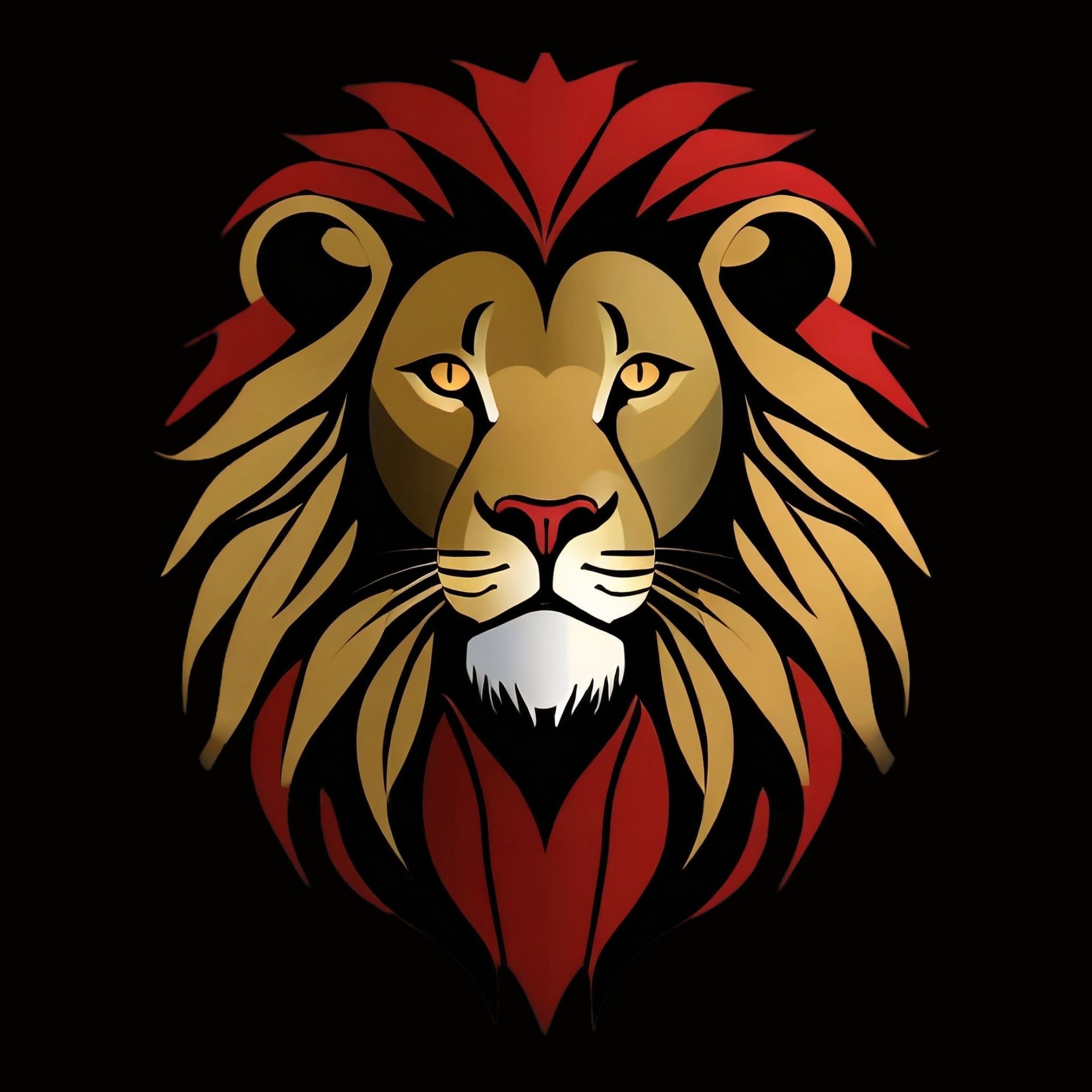 a lion with a red mane on a black background