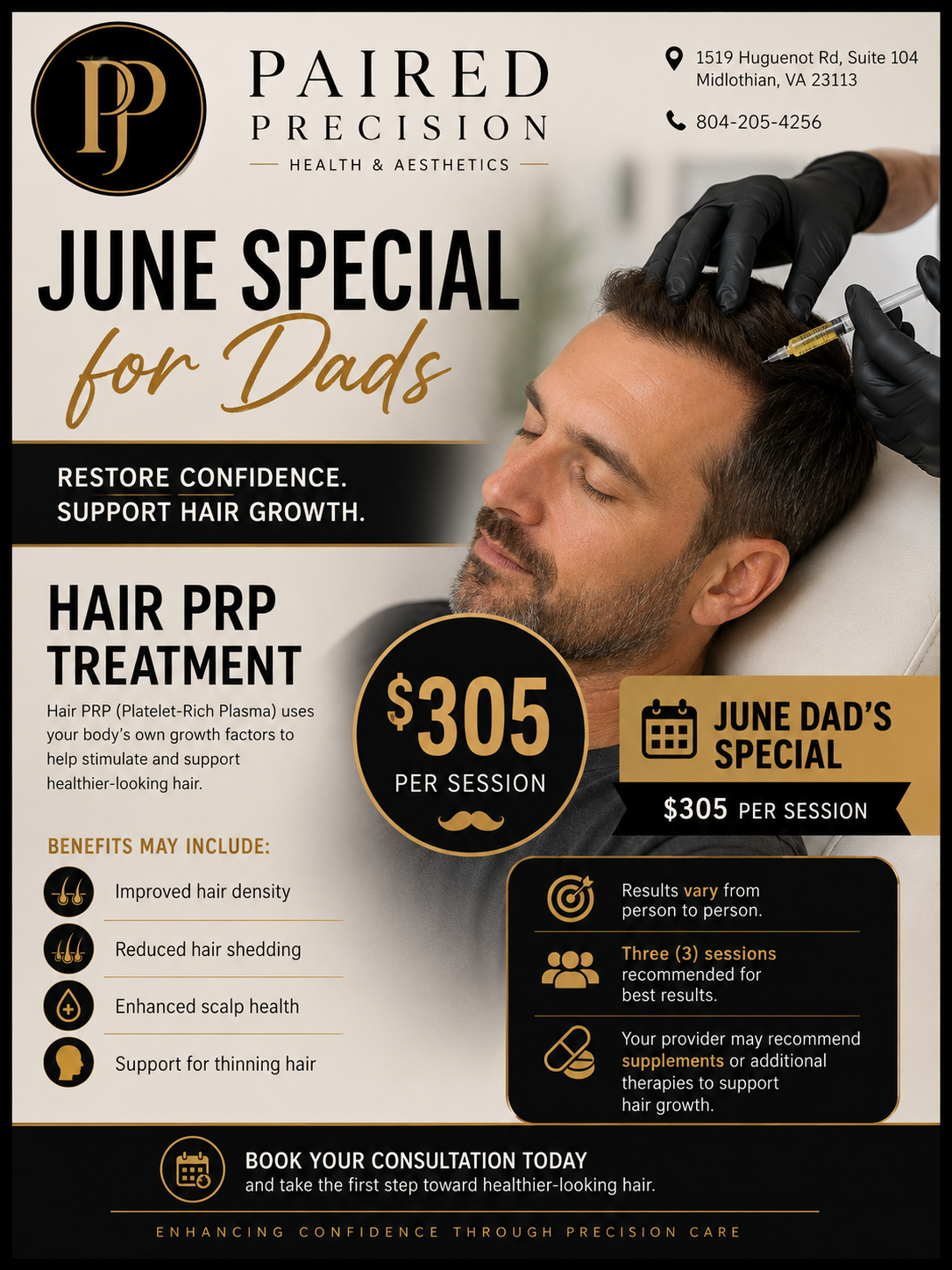 Mother’s Day special promo for PRP and PDRN face, neck, and eye treatments with floral design
