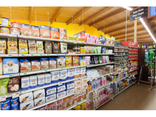 grocery store aisle.