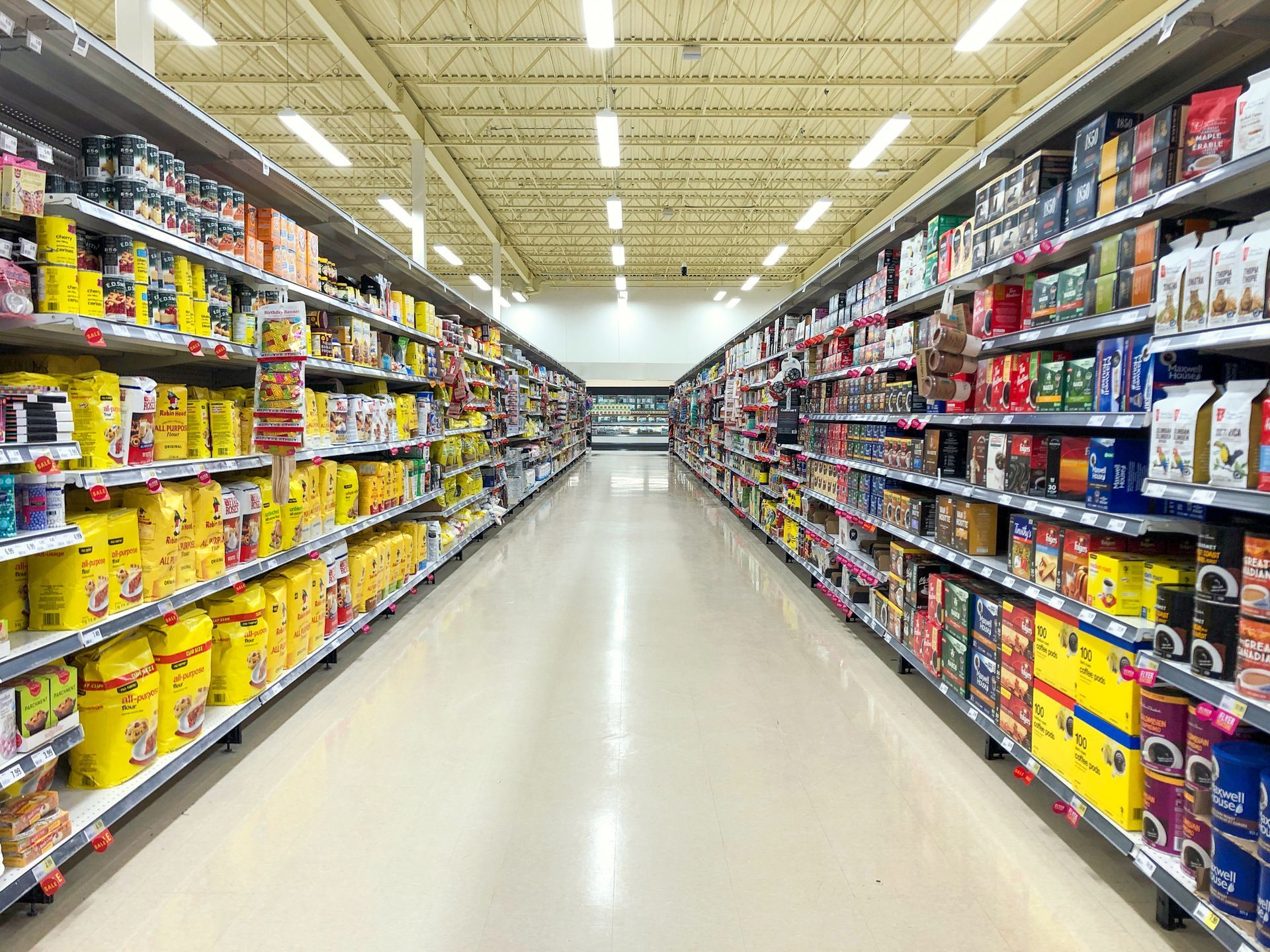 Grocery store coffee aisle