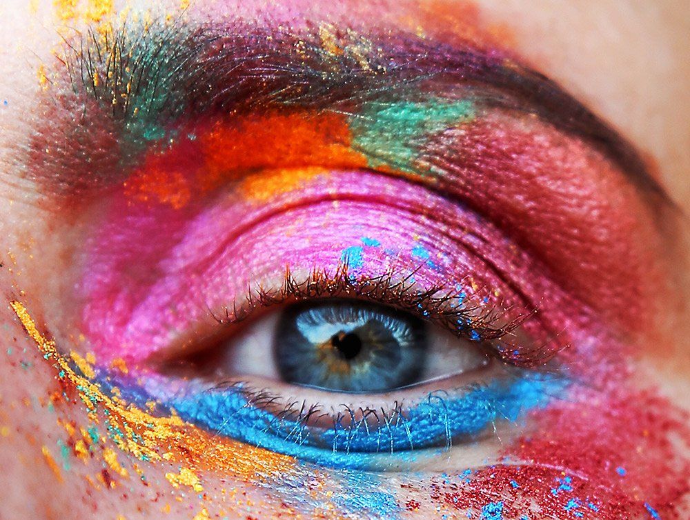 Augen, Eyes, Blue Eyes, blaue Augen, Make up, make up Kunst, buntes make up, make up pigmente
