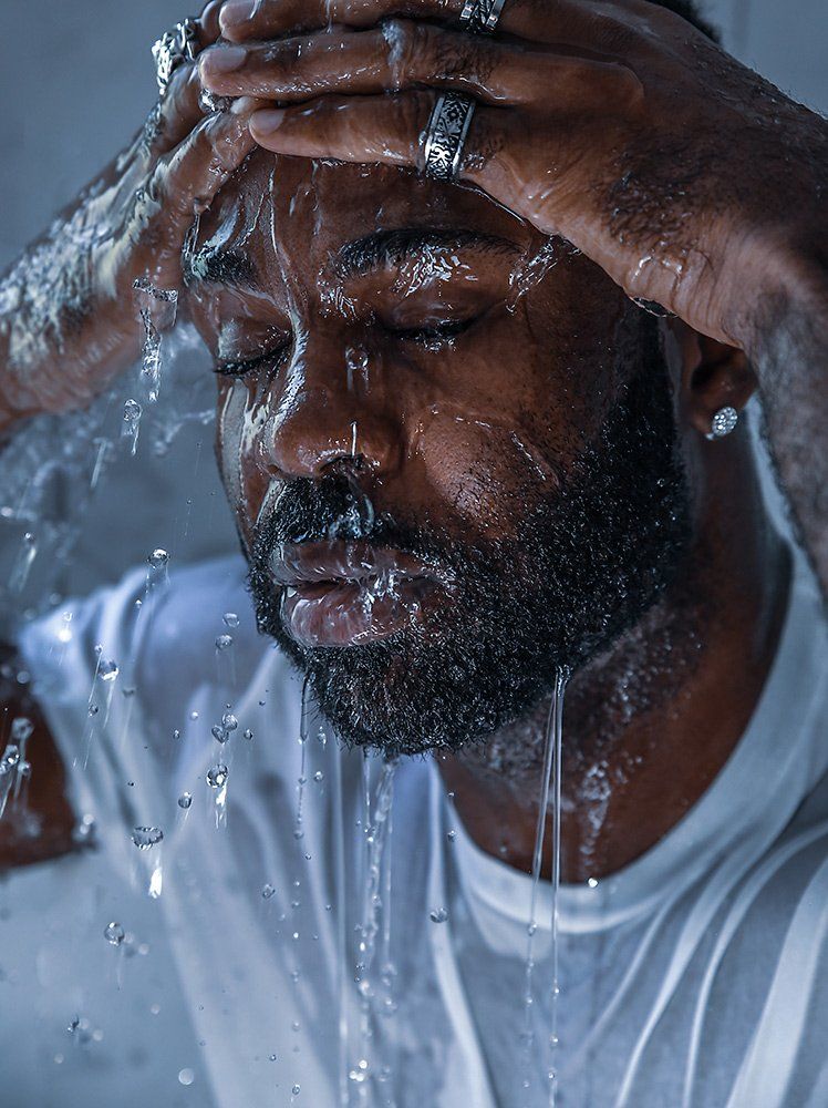 male, male portrait, manners portrait, raindrops, wassertropfen