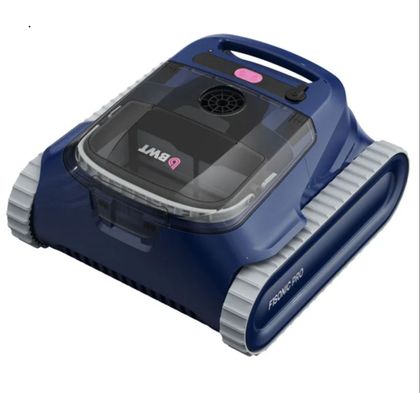 A blue and white COSMY 150 robotic pool cleaner with treads, made by BWT. — Tweed Pool Shop in Tweed Heads South, NSW