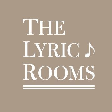 A logo for the lyric rooms with a music note
