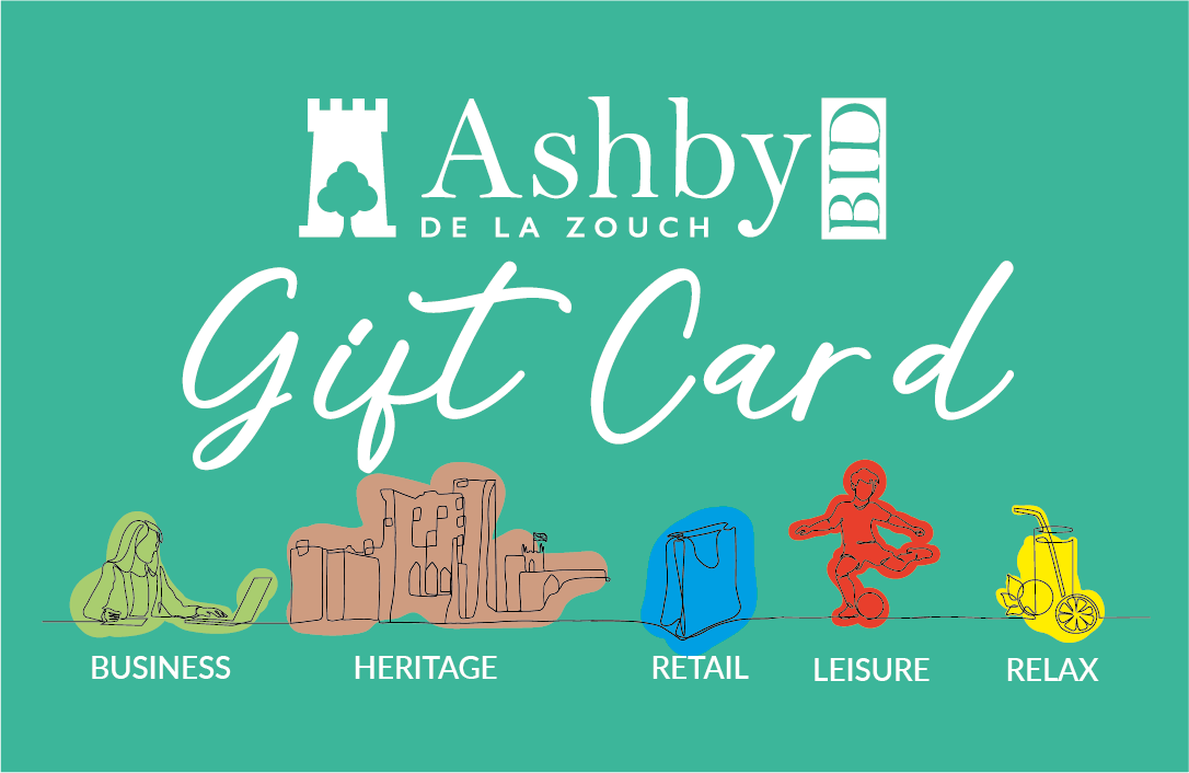 A green gift card for ashby de la zouch