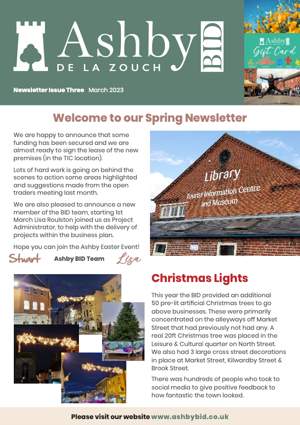 It is a spring newsletter for ashby de la zouch.