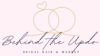 Behind the Updo logo. Brown script with