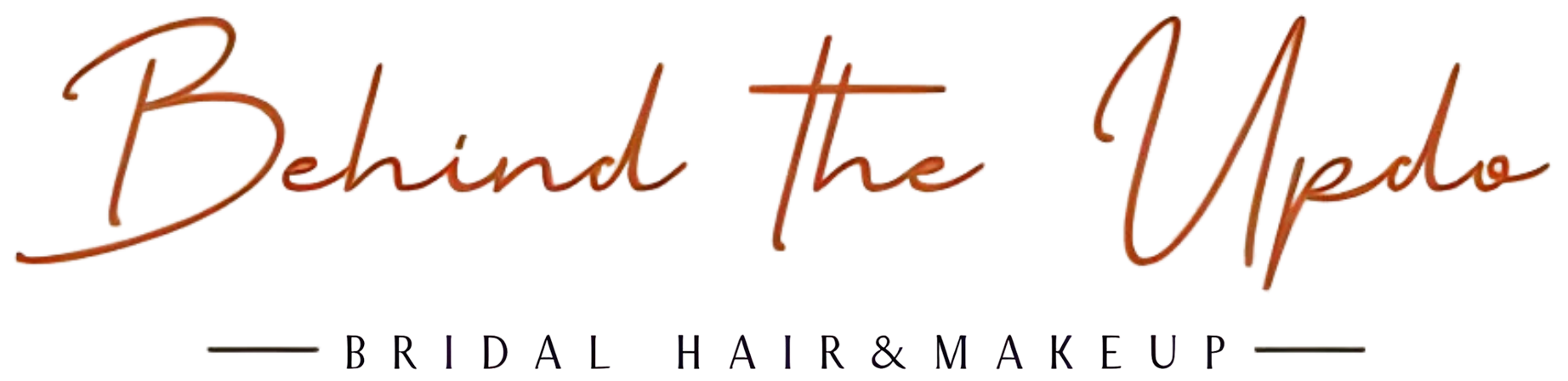 Behind the Updo logo. Brown script with 