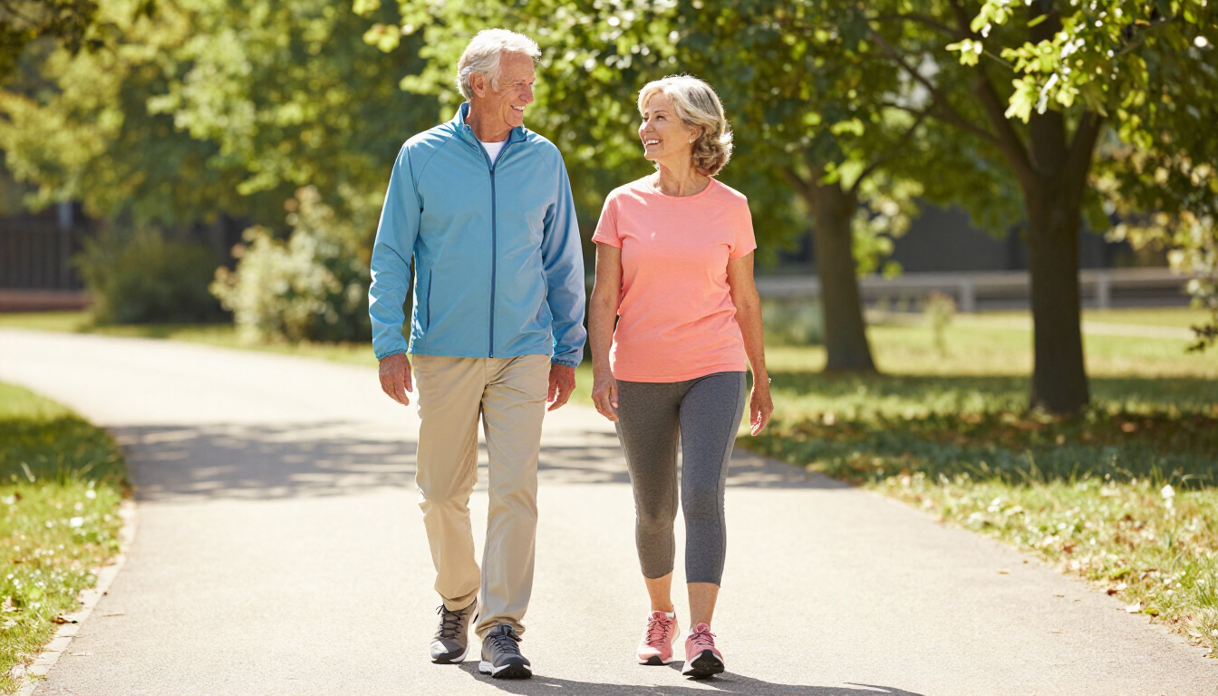 Senior walking in park