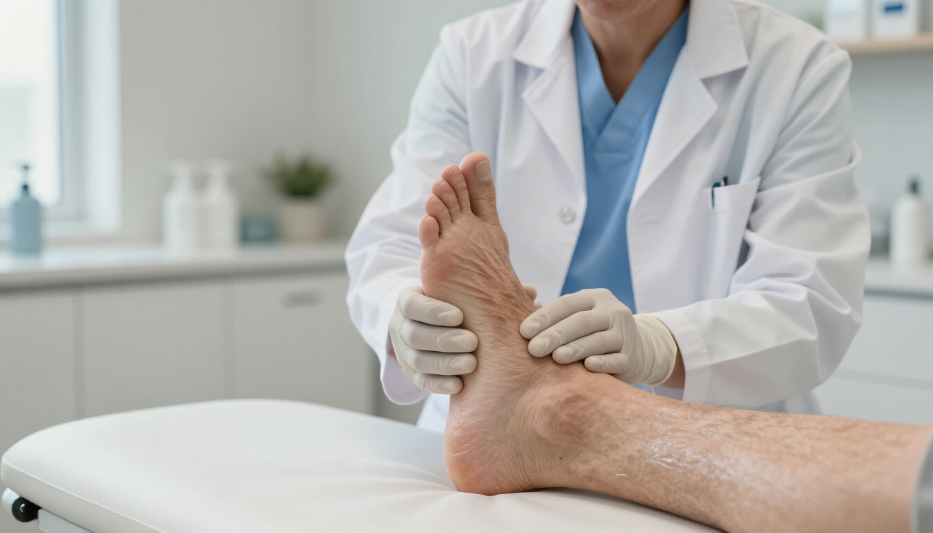 Doctor examining foot