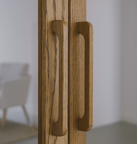 Eiken handgreep voor houten taatsdeur met glas