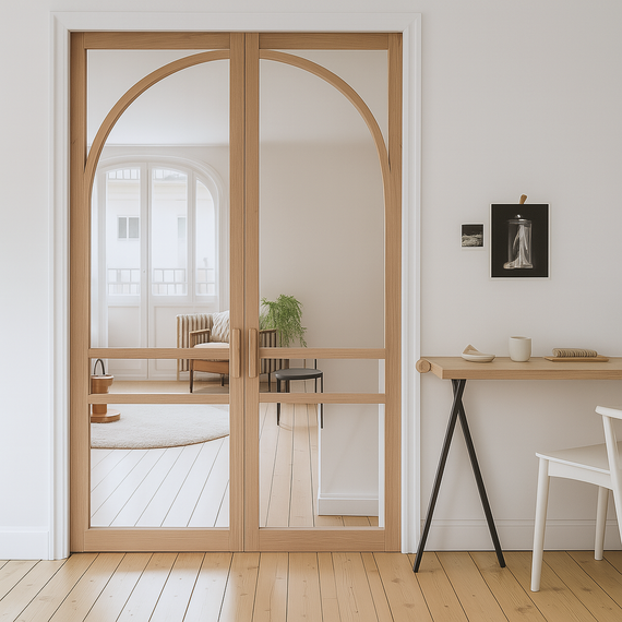 Eiken taatsdeur met glas op maat gemaakt