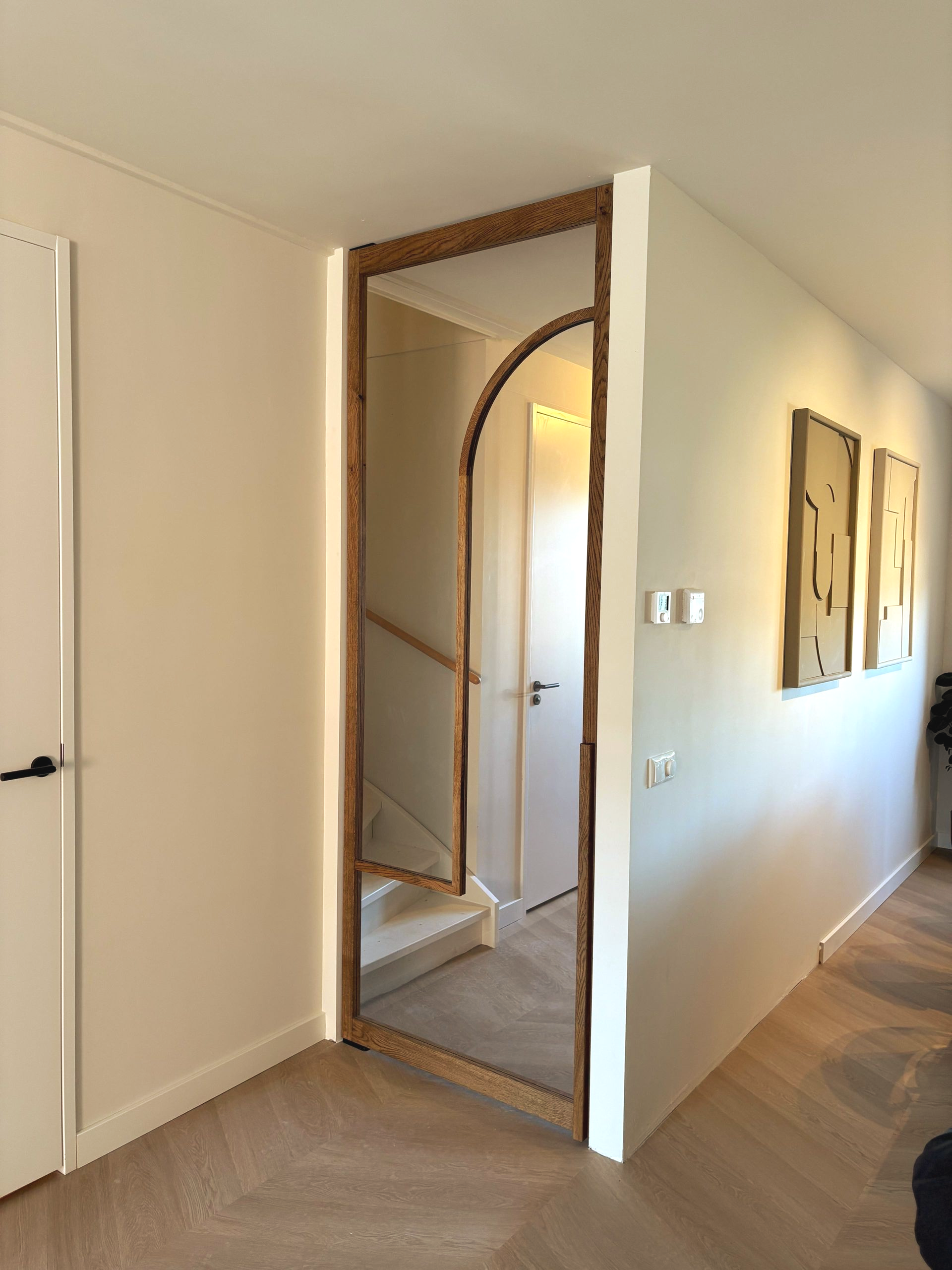 Eiken taatsdeur met glas voor binnen op maat gemaakt