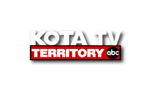 Logo that says KOTA TV in white and Territory in a red box with a black circle with the letters abc in white inside. 