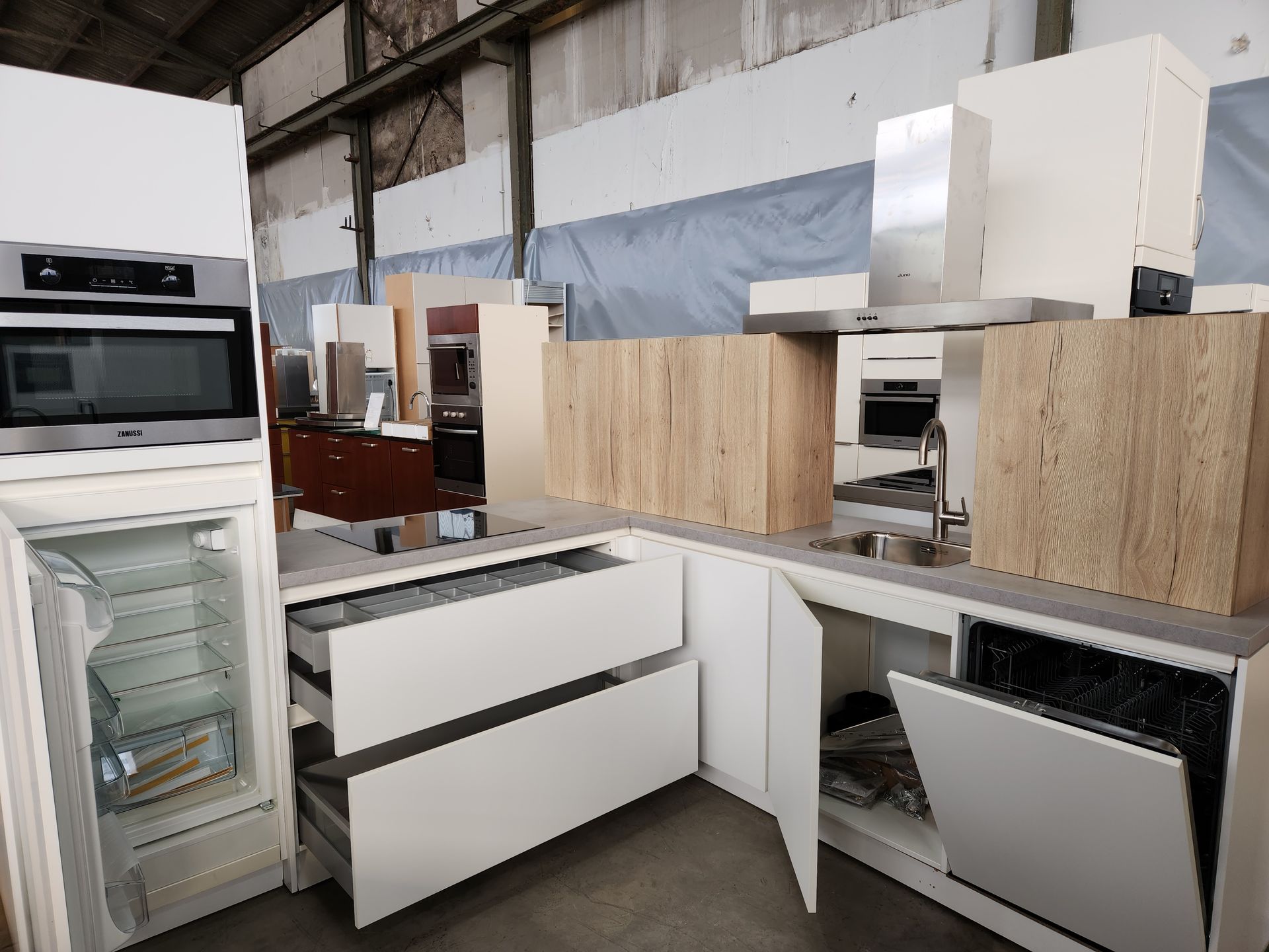 Küche Weiß Matt & Eiche Natur 3511