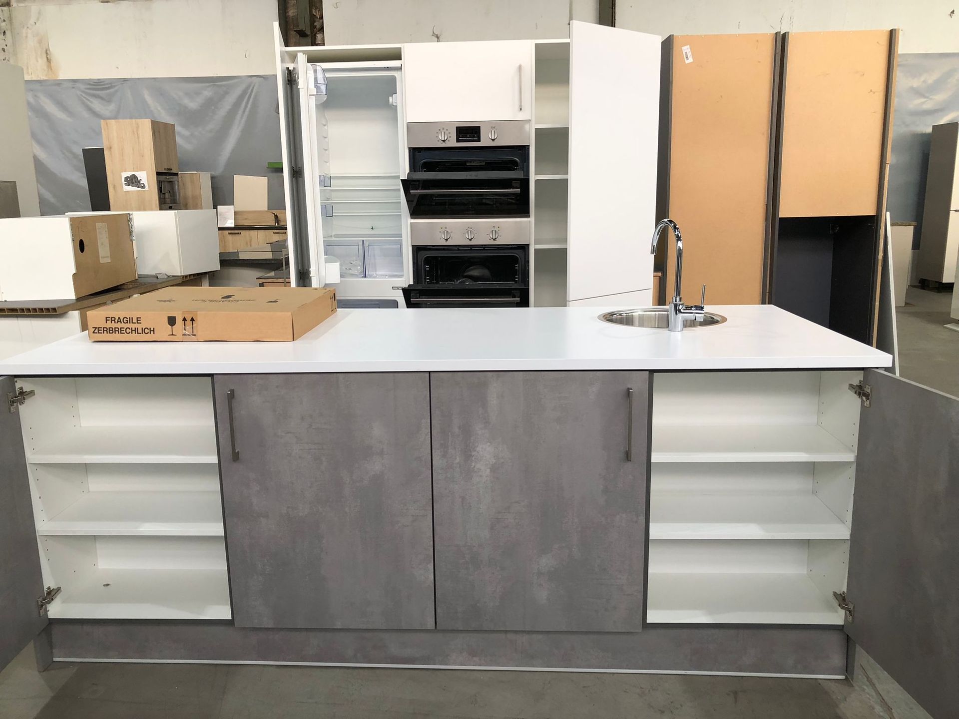 Küche Betonoptik & Alpinweiß 12990