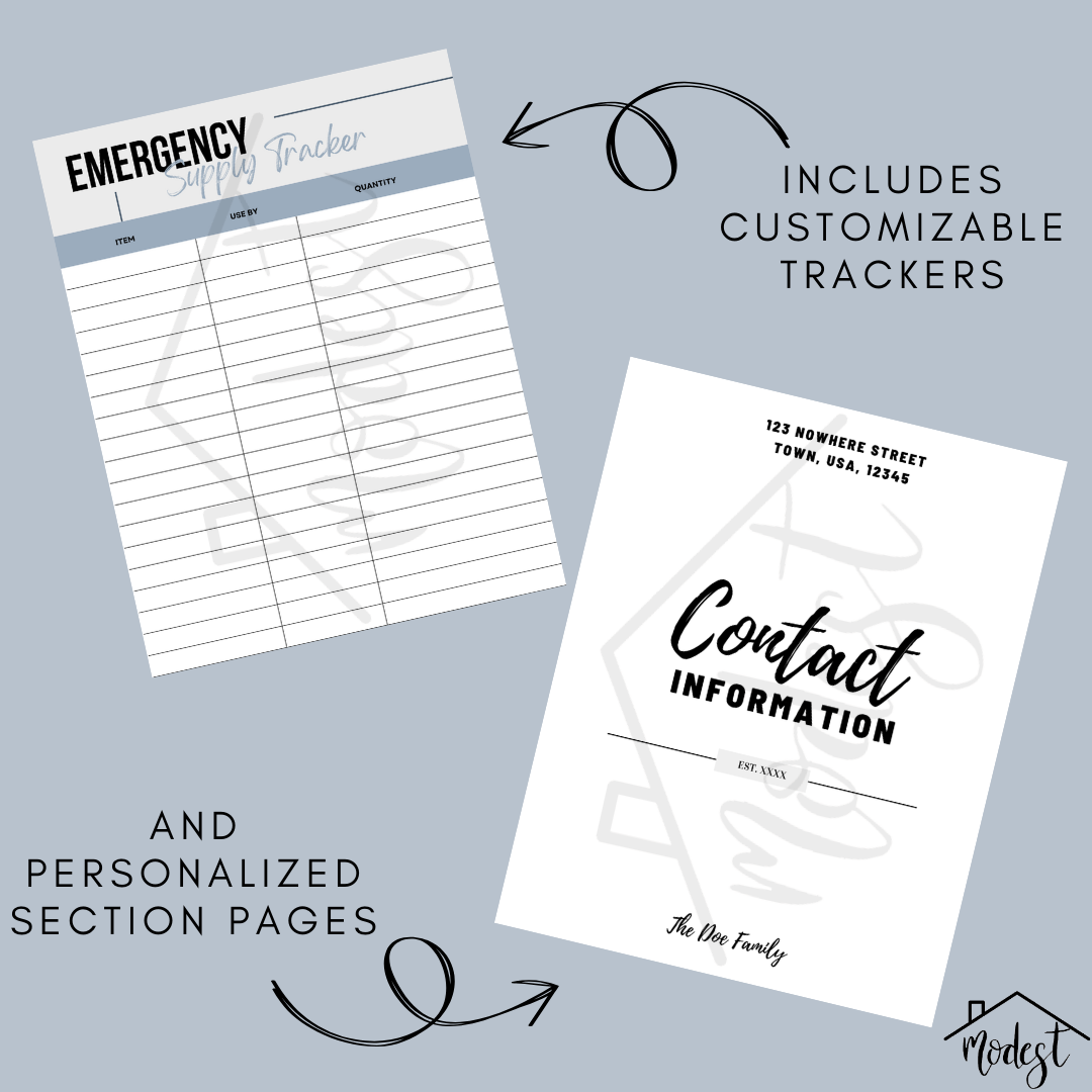 White binder labeled 