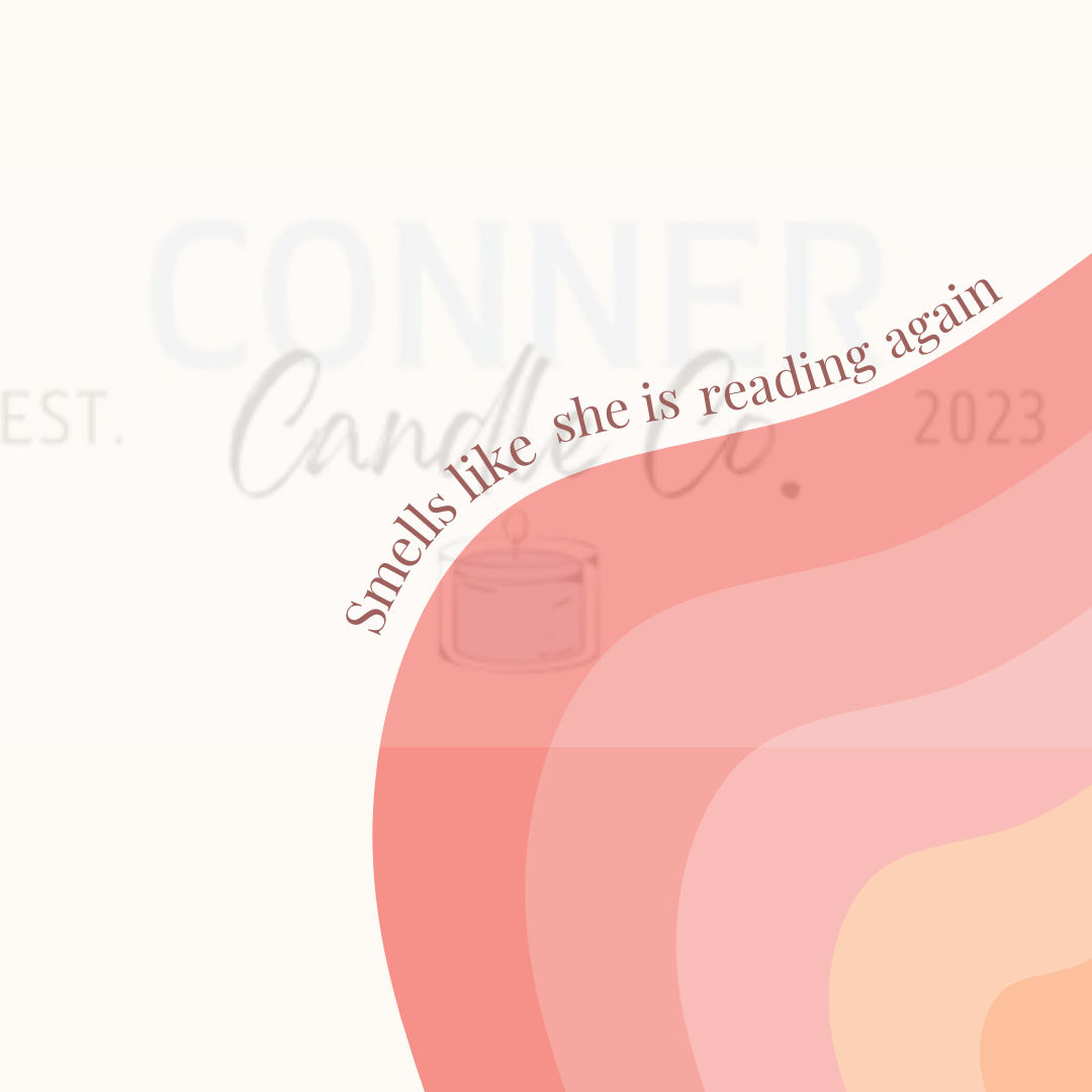Conner Candle Co. logo with pink and orange curved shapes and the text 