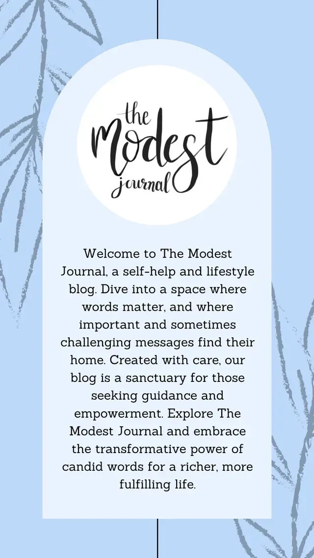 Blog post graphic: The Modest Journal logo with a description on a light blue background, botanical illustrations.