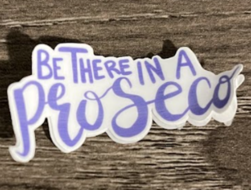 Purple and white sticker: 