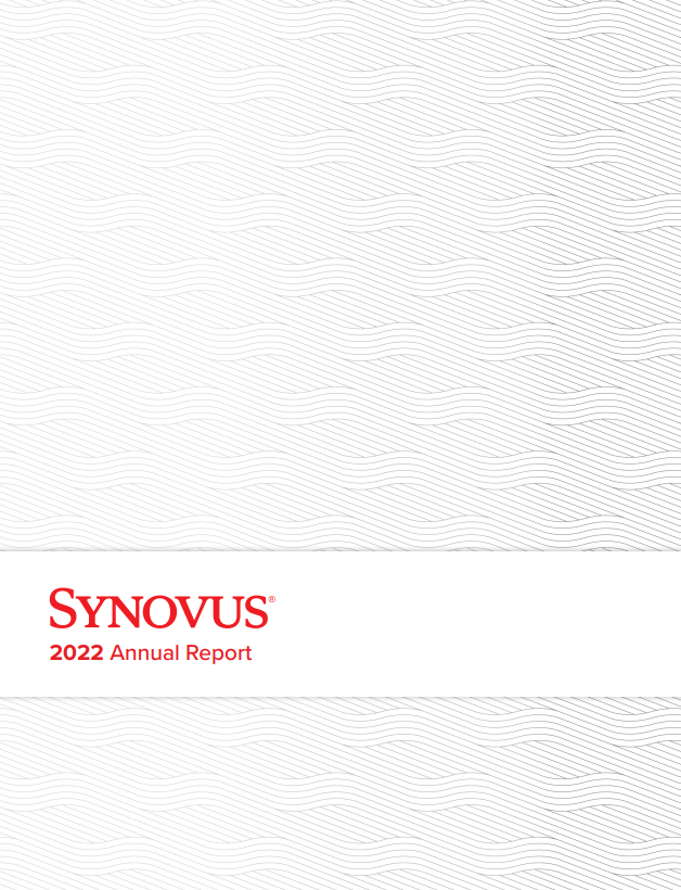 Synovus 2022 Annual Report cover with logo in red on a white background.