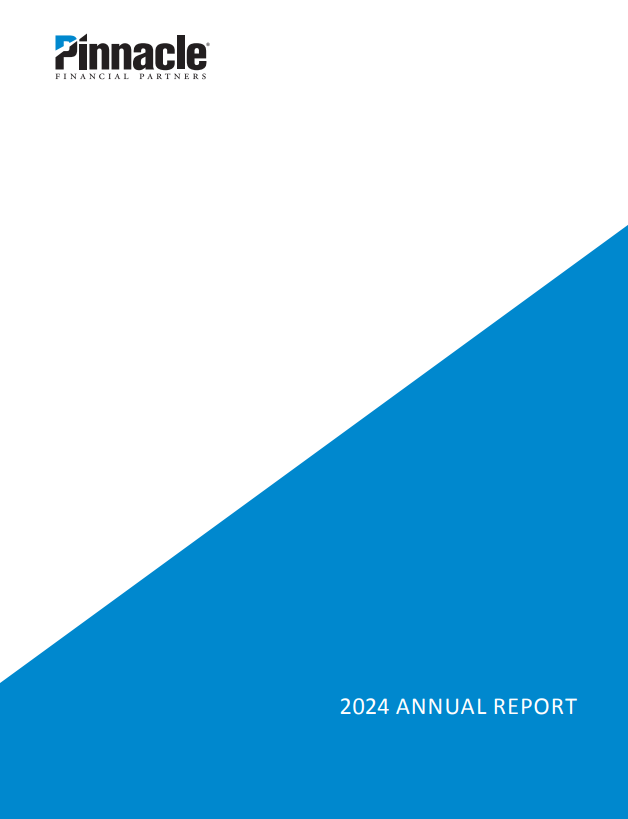 Pinnacle Financial Partners 2024 Annual Report cover. White and blue diagonal design.