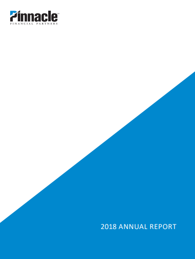 Pinnacle Financial Partners Annual Report cover. White and blue diagonal design.