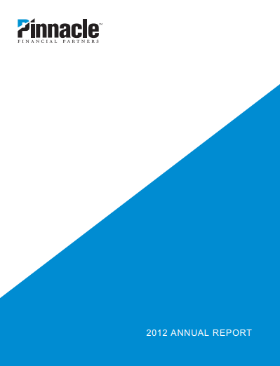 Pinnacle Financial Partners Annual Report cover. White and blue diagonal design.