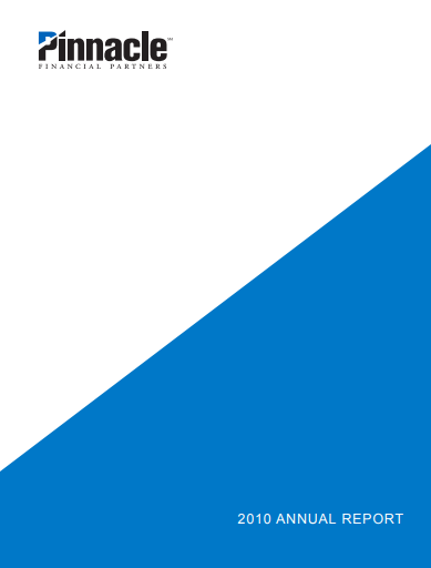 Pinnacle Financial Partners Annual Report cover. White and blue diagonal design.