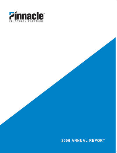 Pinnacle Financial Partners Annual Report cover. White and blue diagonal design.