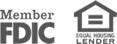 A black and white logo for a member of the fdic equal housing lender.