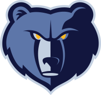 A blue and white bear with yellow eyes is the logo for the memphis grizzlies basketball team.