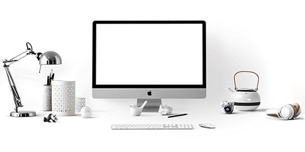 white computer setup