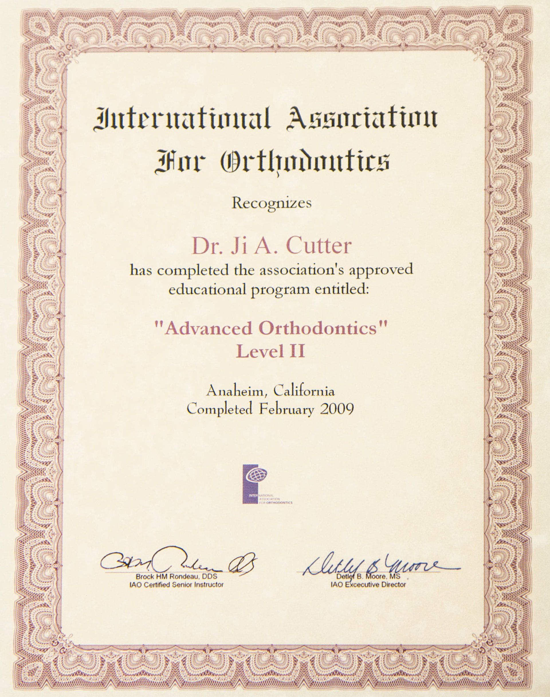 International Association of Orthodontics Certificate