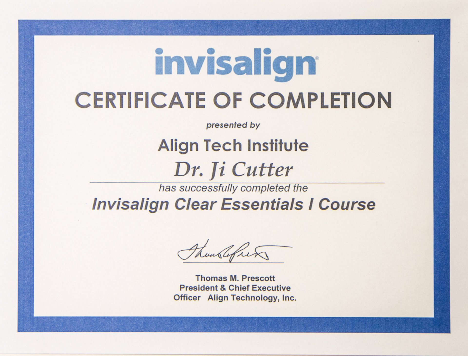 Invisalign Clear Essentials 1 Course Certificate