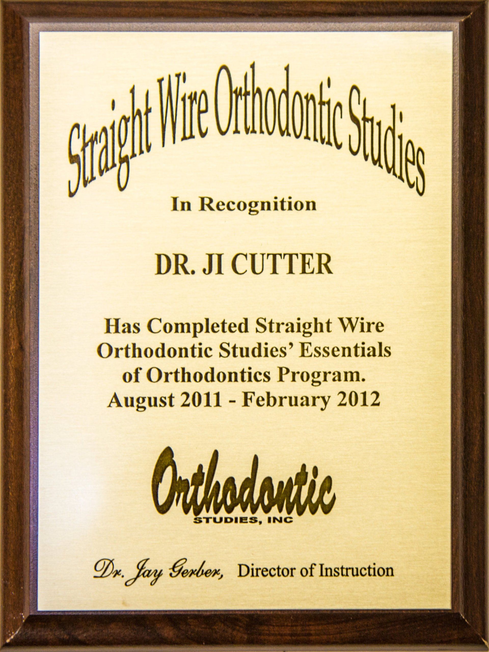 Straight Wire Orthodontic Studies Certificate