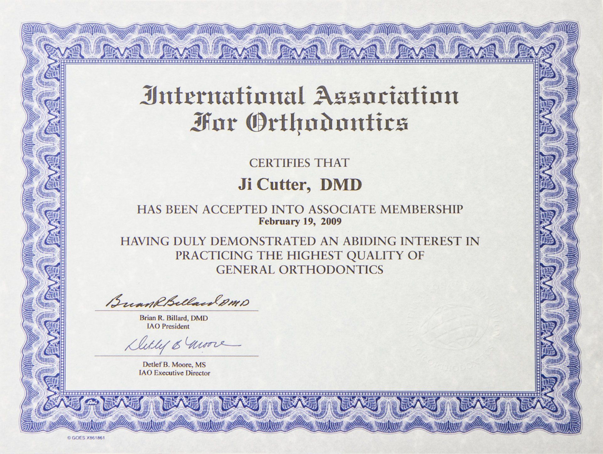 International Association of Orthodontics Certificate