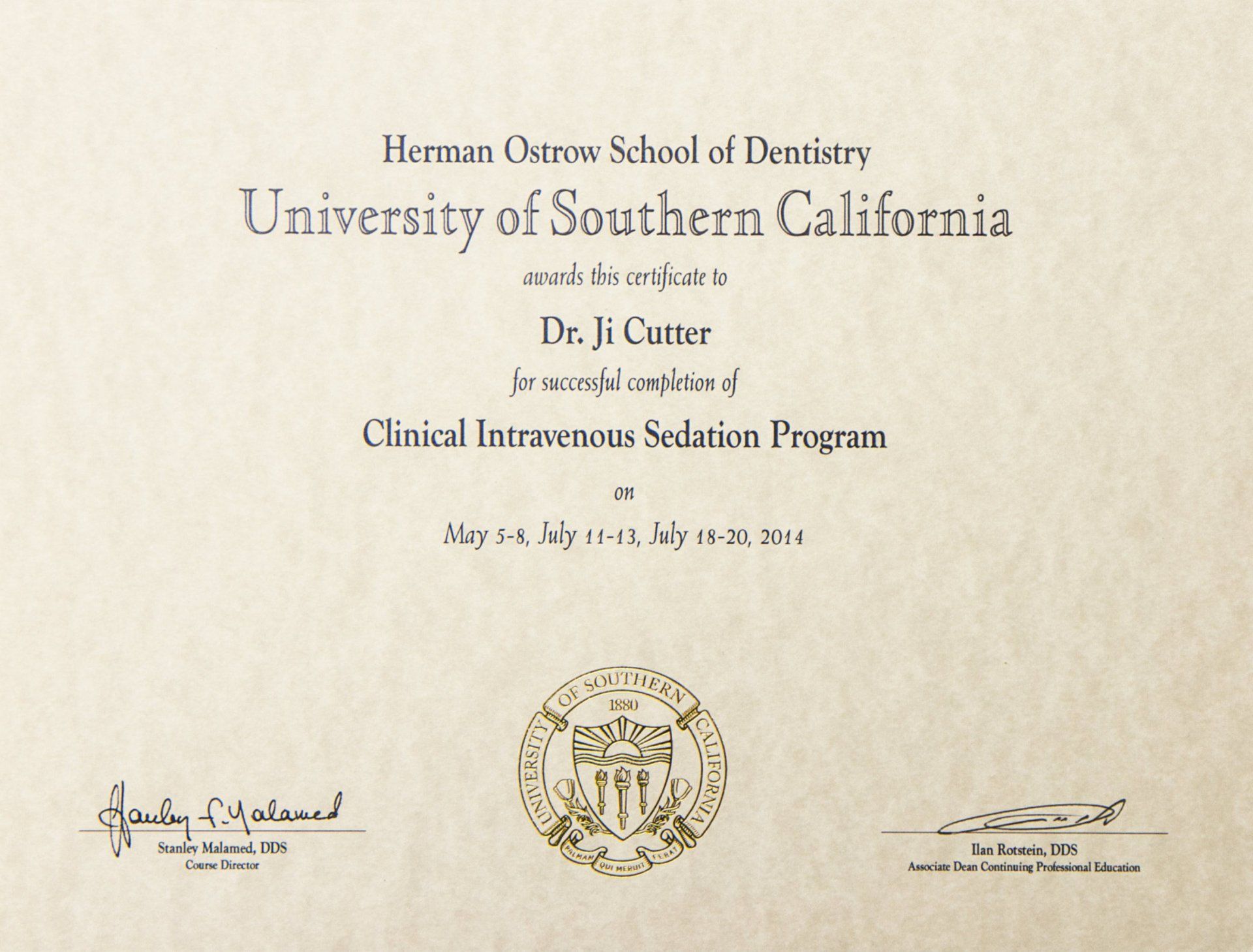 University of Southern California Certificate