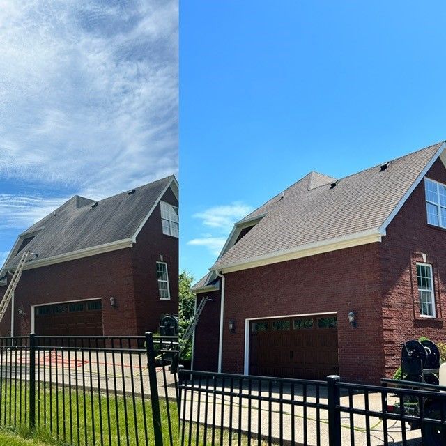A Before and After Photo of A House - Bourbon City Softwash - Louisville, KY
