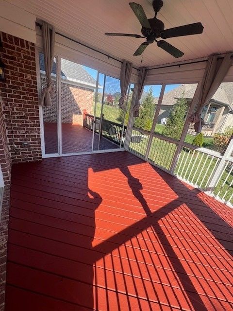 A Screened in Porch with A Ceiling Fan - Bourbon City Softwash - Louisville, KY