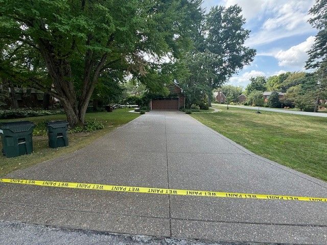 A long driveway with 