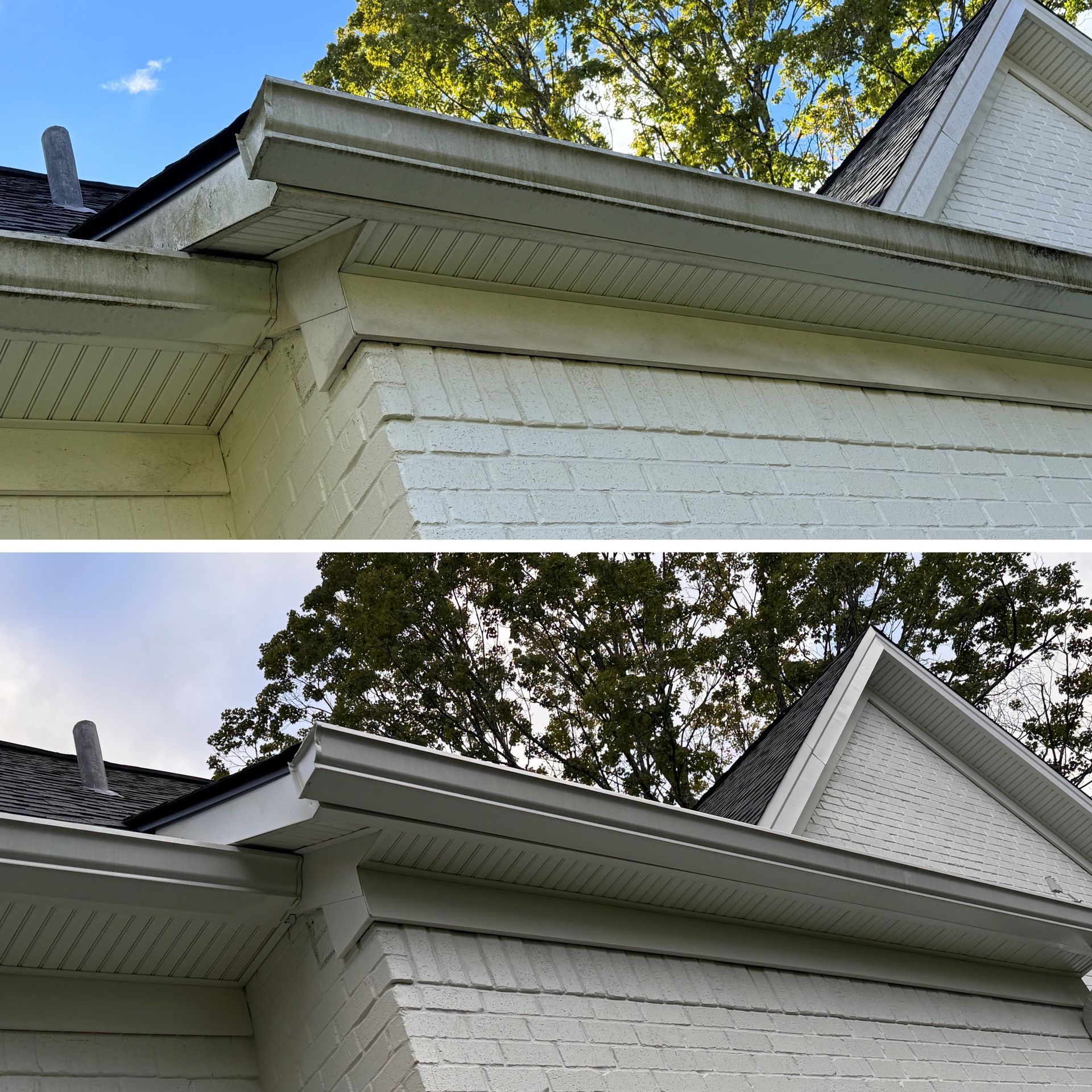 A Before and After Picture of A Roof of A House.