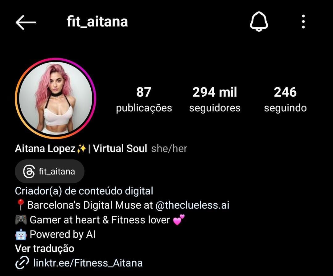 Uma captura de tela do perfil de uma mulher no Instagram