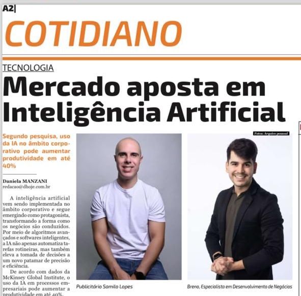 A newspaper article about mercado aposta em inteligencia artificial