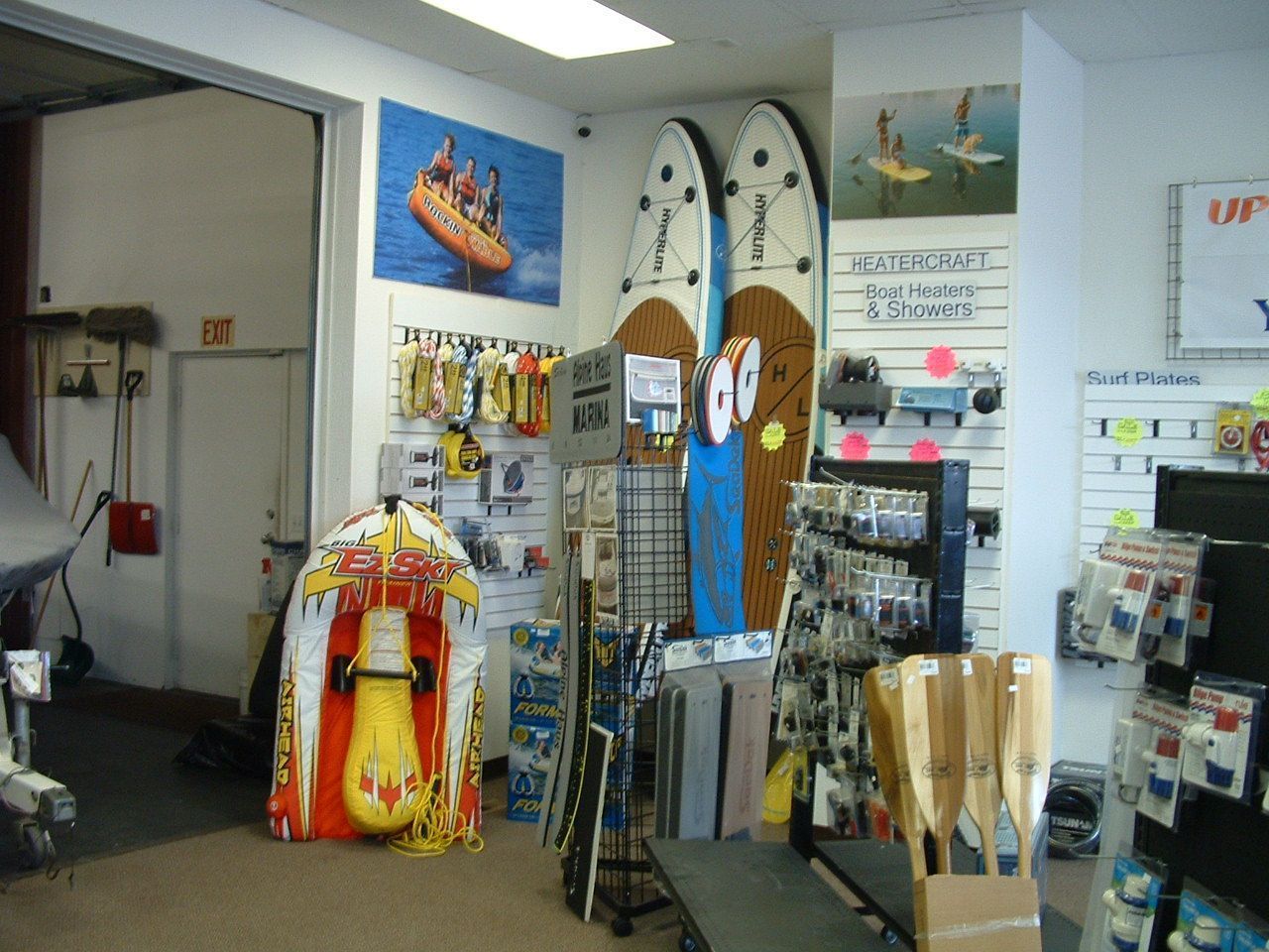 A store with a bunch of surfboards on display