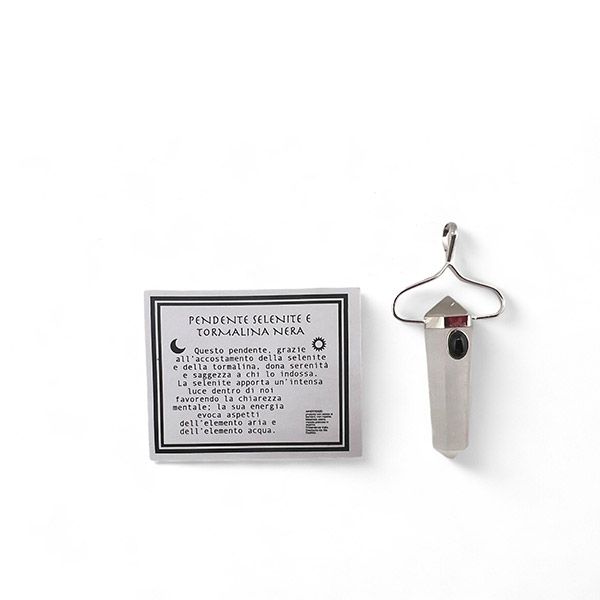 Pendente Laser Selenite con Tormalina