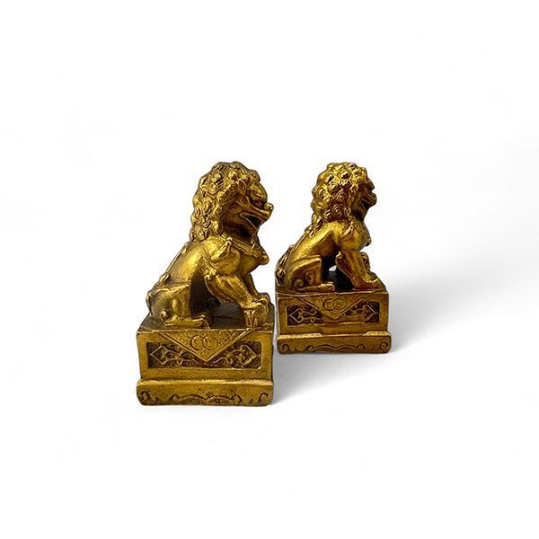 Coppia Cani Fu in Ottone su base