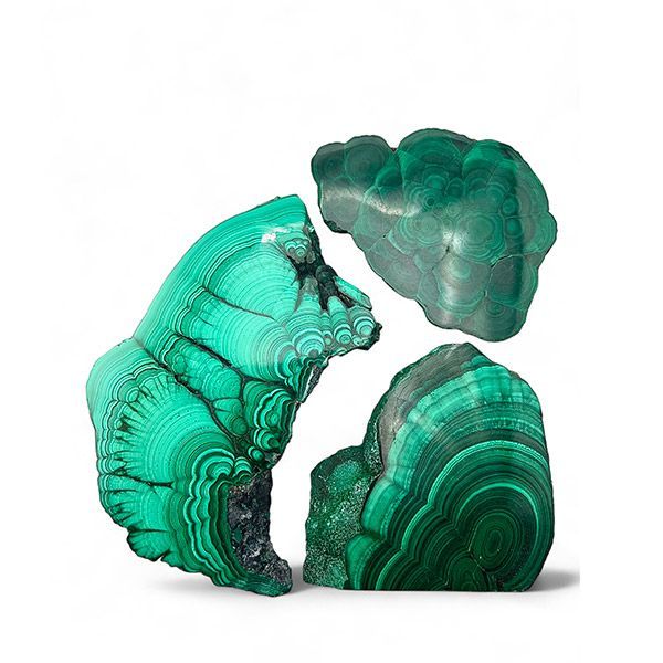 Fette di Malachite con Bordo Grezzo