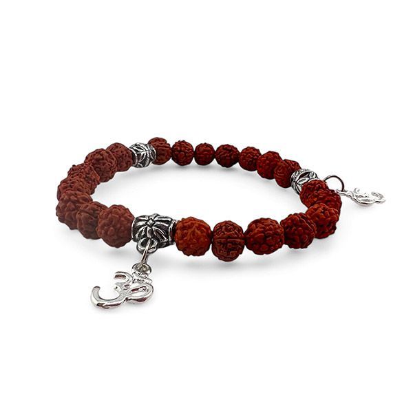 Bracciale Rudraksha con Pendagli Om